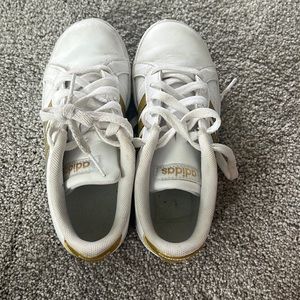 Girls White and Gold adidas Sneakers